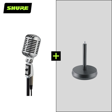 55SH Series II Iconic Unidyne Dynamic Vocal Microphone with König & Meyer Table Microphone Stand Bundle