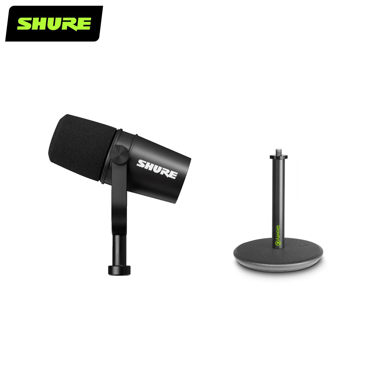 Shure MV7-1000-PK1-K USB / XLR Podcast Microphone w/Gator Desktop Boom Mic  Stand